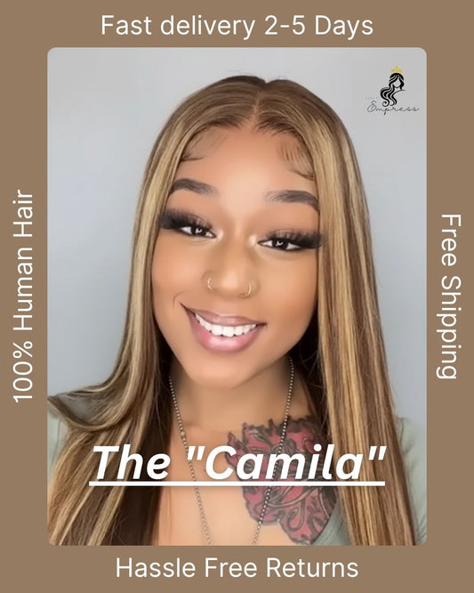 The "Camila" | Glueless "Wear & Go" | 4x4 Cap Size | Bone Straight Highlights