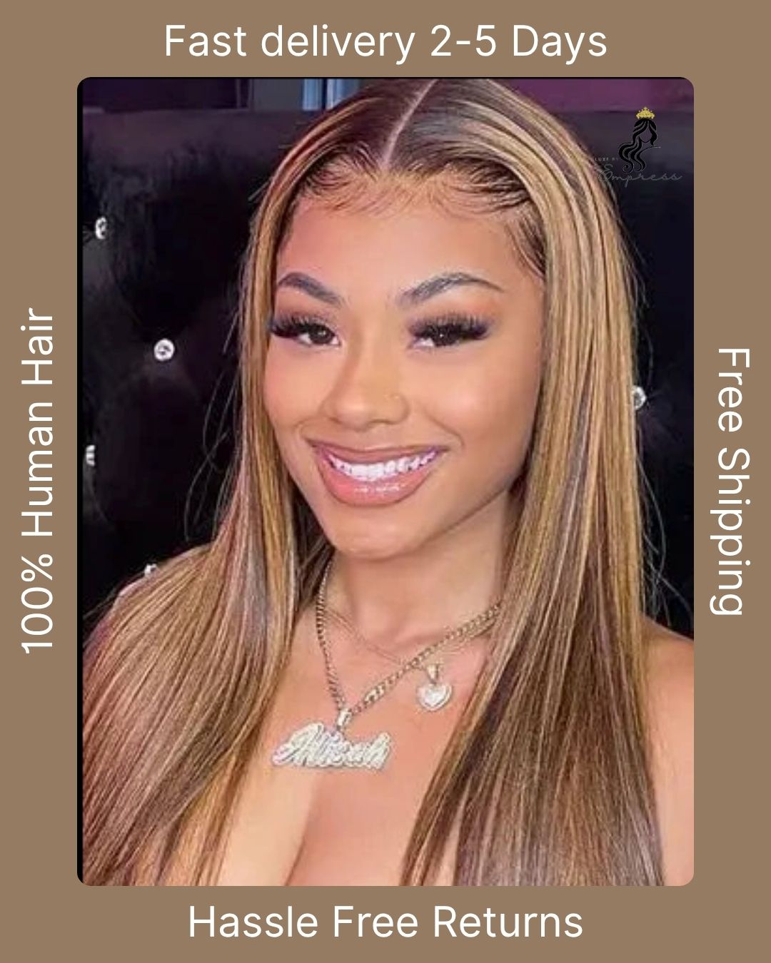 The "Camila" | Glueless "Wear & Go" | 4x4 Cap Size | Bone Straight Highlights