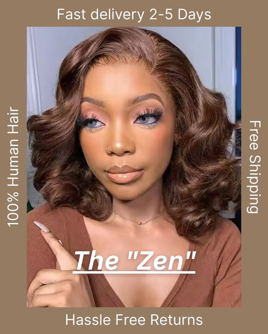 The "Zen" | Double Drawn |vBouncy Curls | Bob | 4x4 / 360 Cap | Highlights
