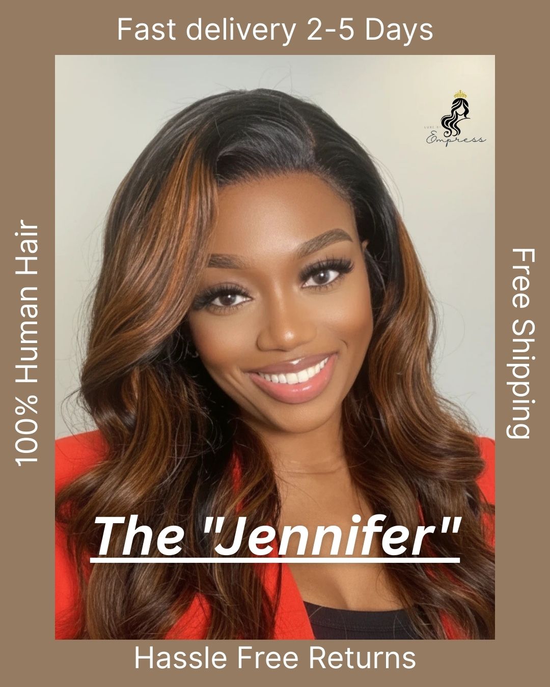 "The Jennifer" | Drawstring | Body Wave | Balayage Brown | 7x5 cap size