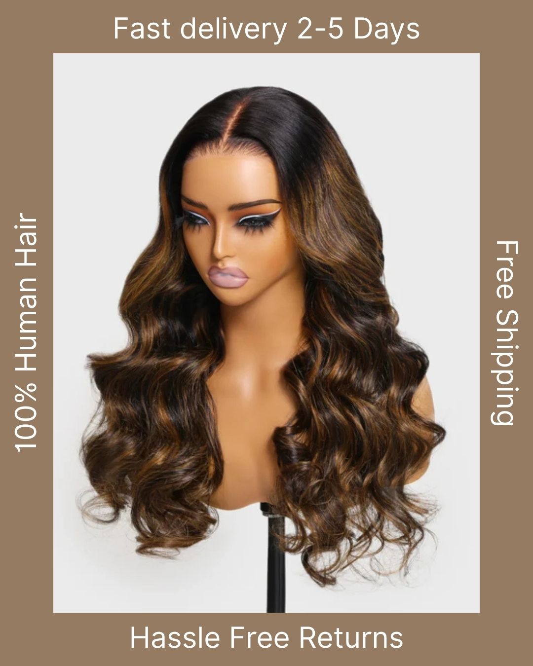 "The Jennifer" | Drawstring | Body Wave | Balayage Brown | 7x5 cap size