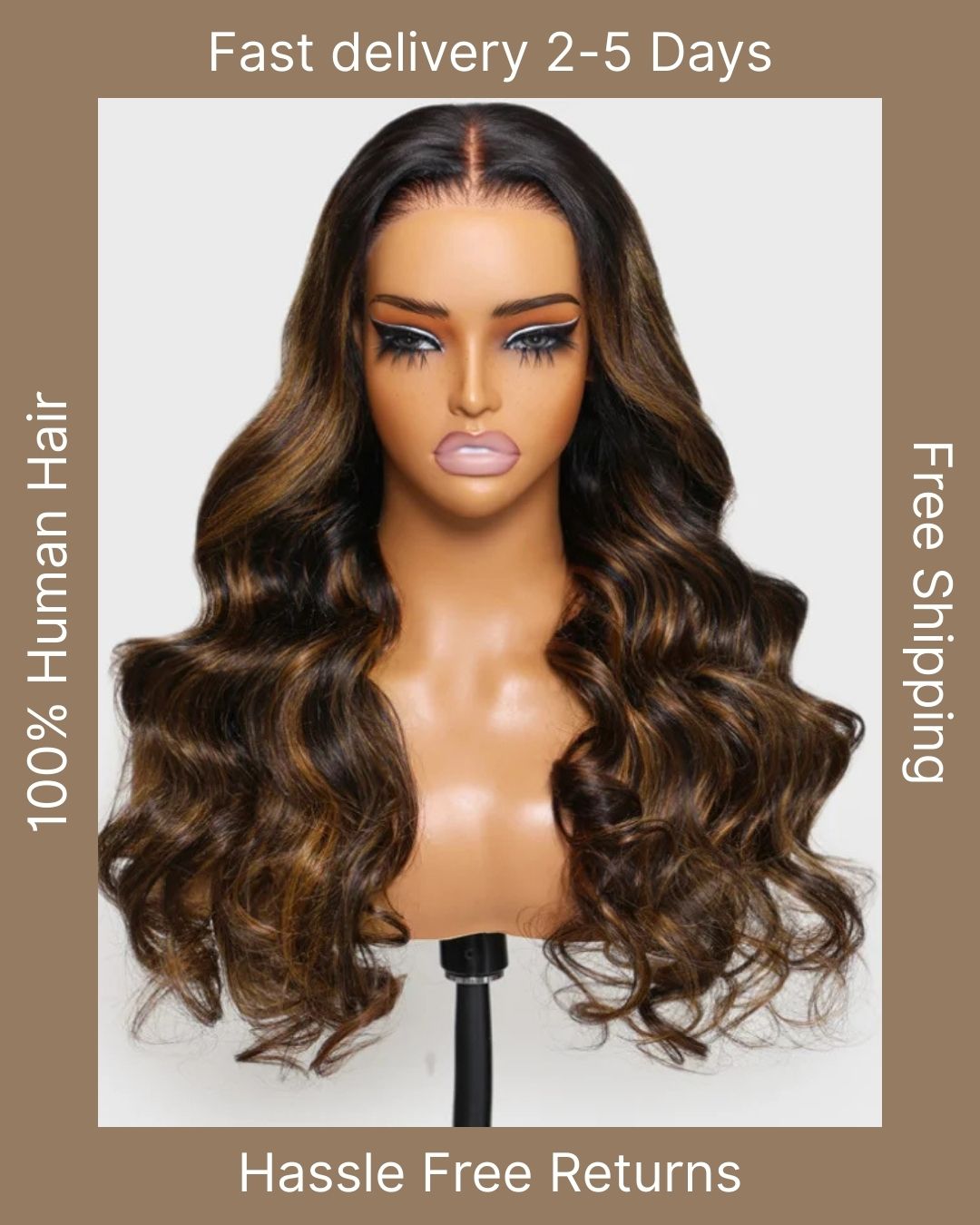 "The Jennifer" | Drawstring | Body Wave | Balayage Brown | 7x5 cap size