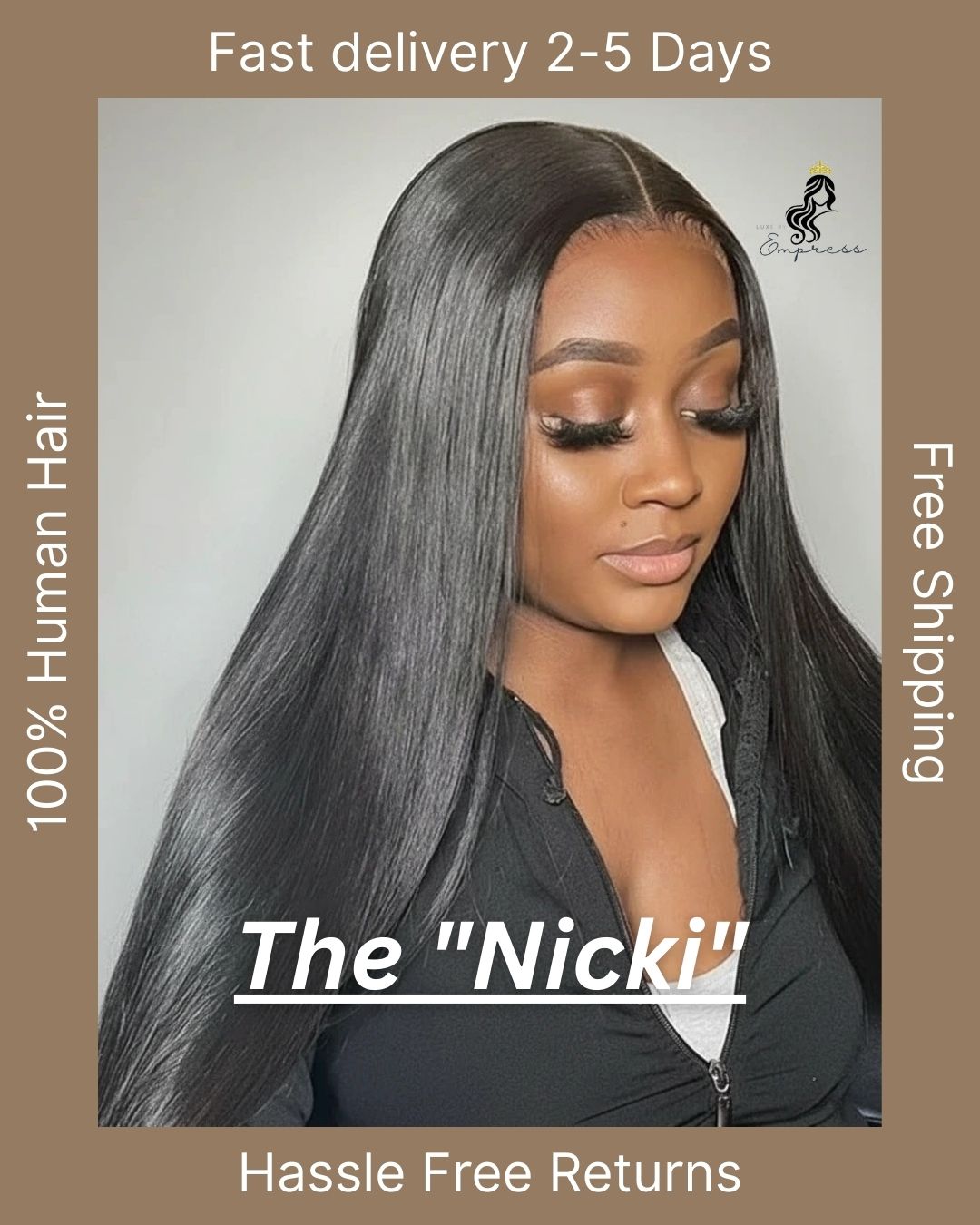 The "Nicki" | Bone Straight | 4x4 5x5 Cap Size | Wear & Go