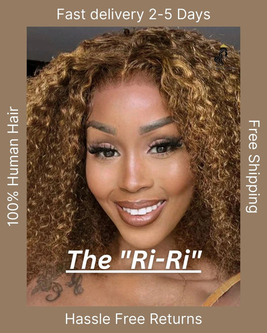 The "Ri-Ri" | Deep Curl | Honey Blonde | Bob Wig | 5x5 Cap Size