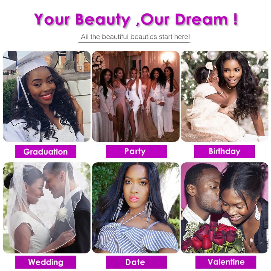 Glueless "Wear & Go" Body Wave 4x4 & 13x4 Cap Size Brazilian Hair