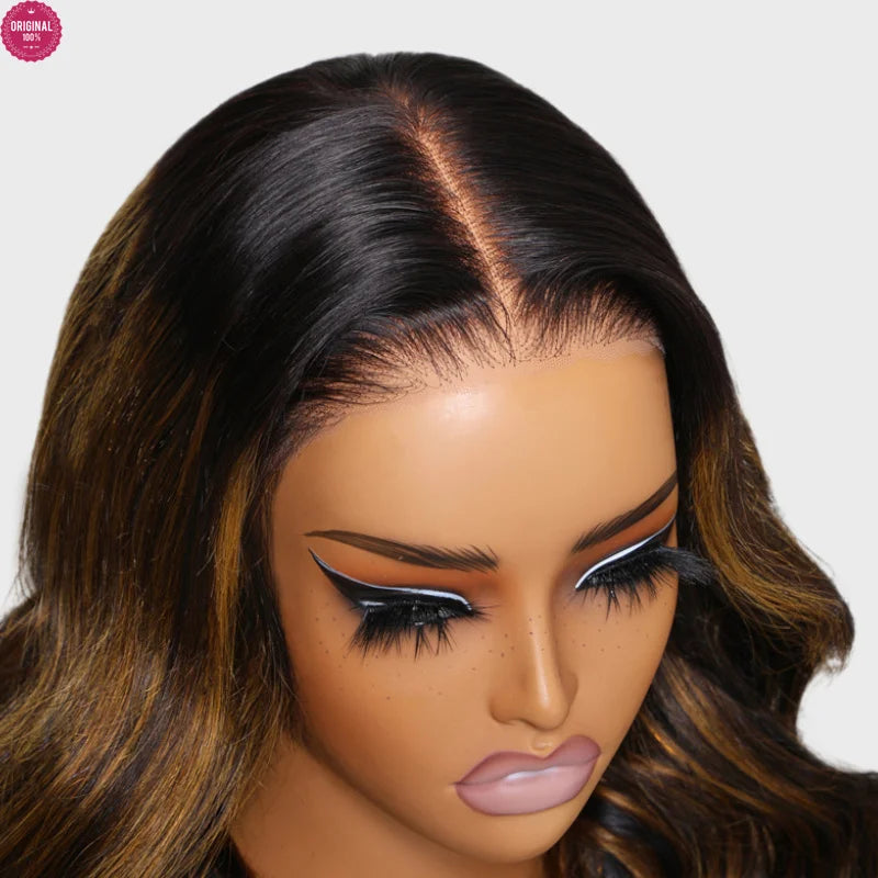 Drawstring Body Wave Glueless Wig Balayage Brown 7x5