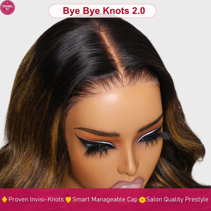 Drawstring Body Wave Glueless Wig Balayage Brown 7x5
