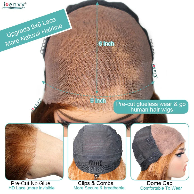 Glueless 9X6 Body Wave Wear & Go Ginger Orange