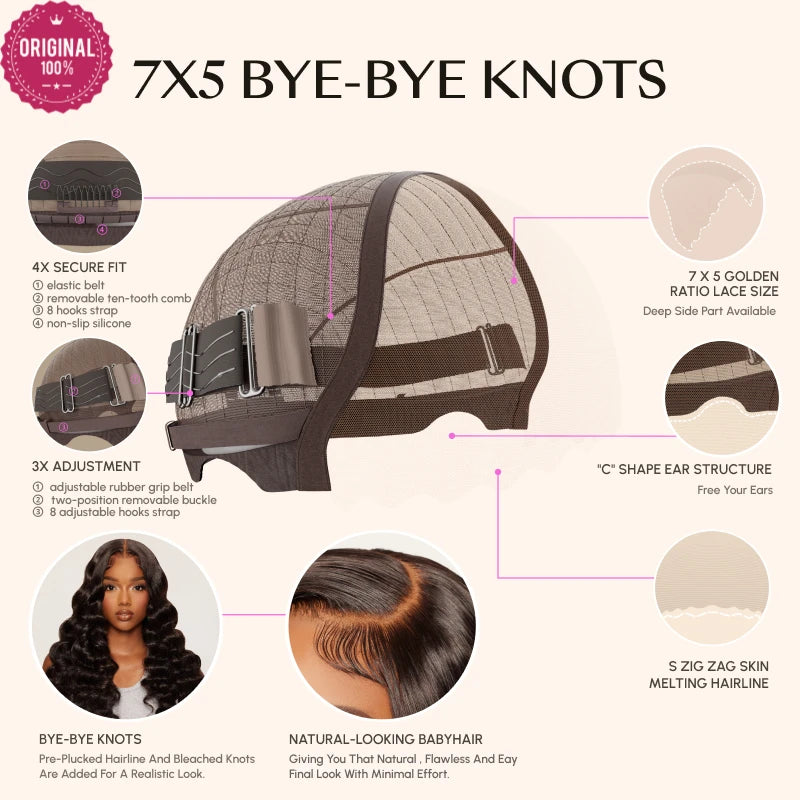 Drawstring Body Wave Glueless Wig Balayage Brown 7x5