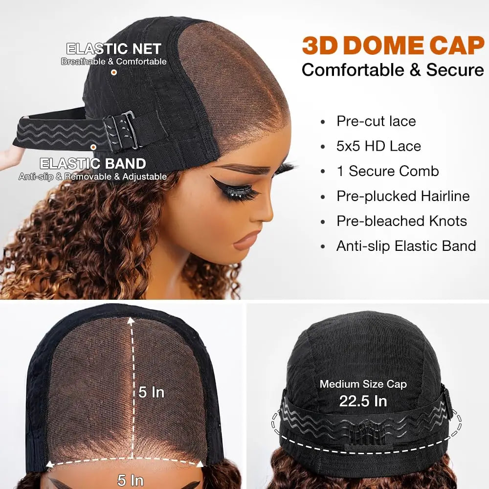 The "Ri-Ri" | Deep Curl | Honey Blonde | Bob Wig | 5x5 Cap Size