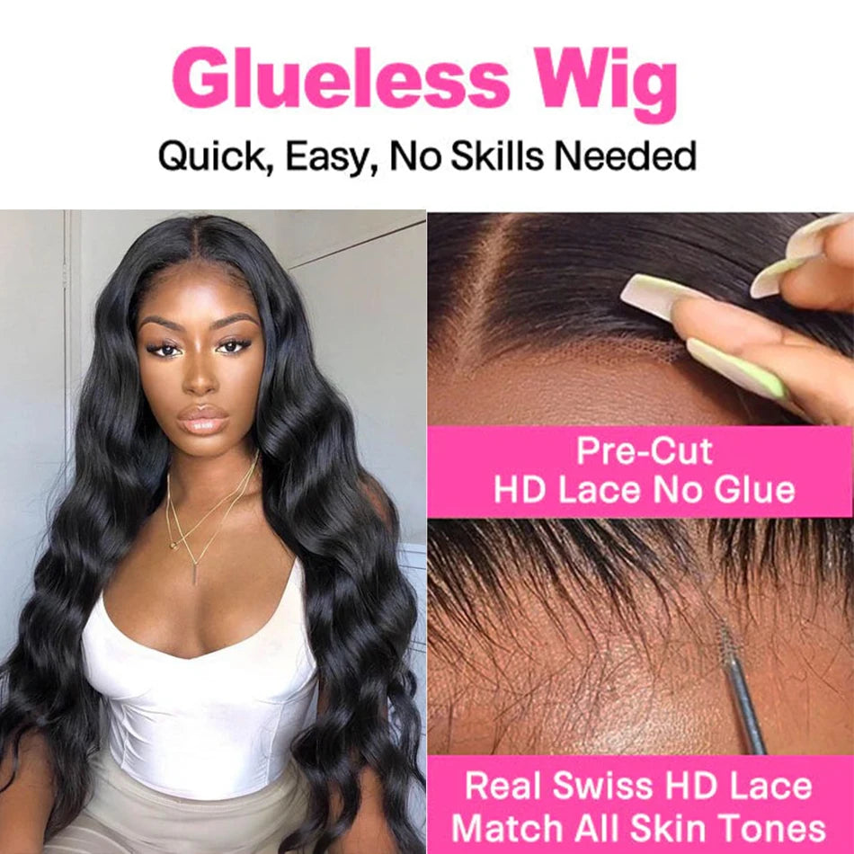 Glueless "Wear & Go" Body Wave 4x4 & 13x4 Cap Size Brazilian Hair