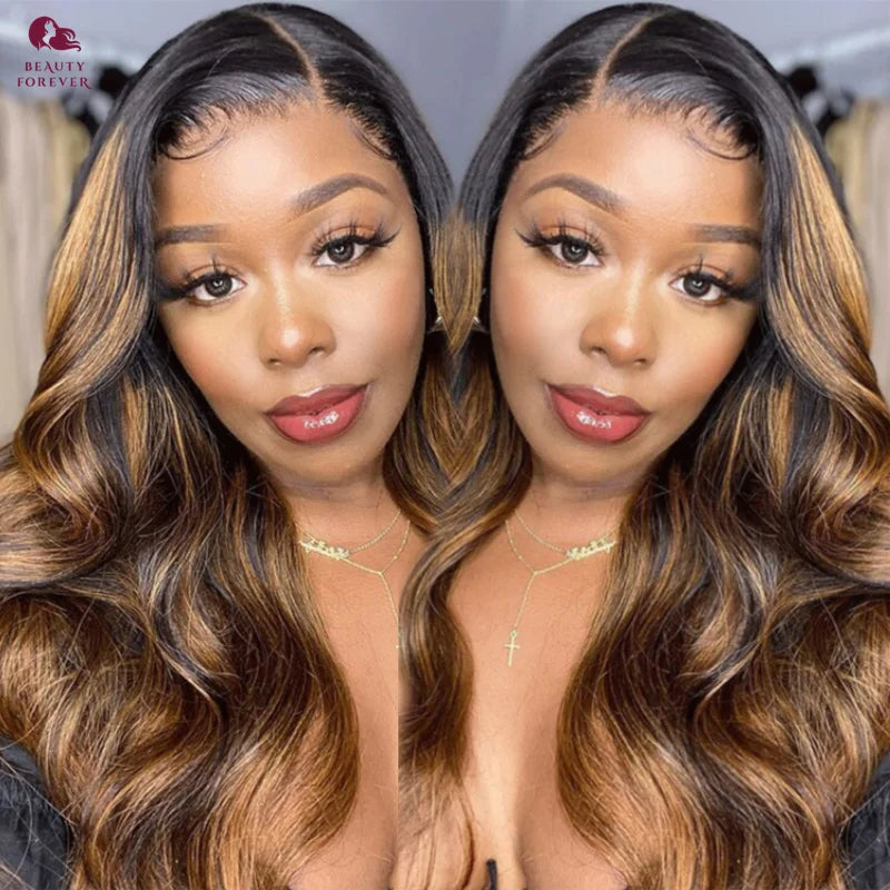 Drawstring Body Wave Glueless Wig Balayage Brown 7x5