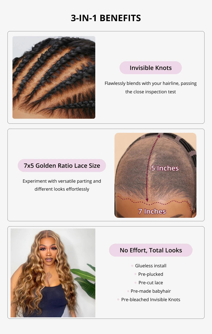 Drawstring Body Wave Glueless Wig Balayage Brown 7x5