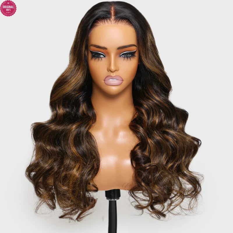 Drawstring Body Wave Glueless Wig Balayage Brown 7x5