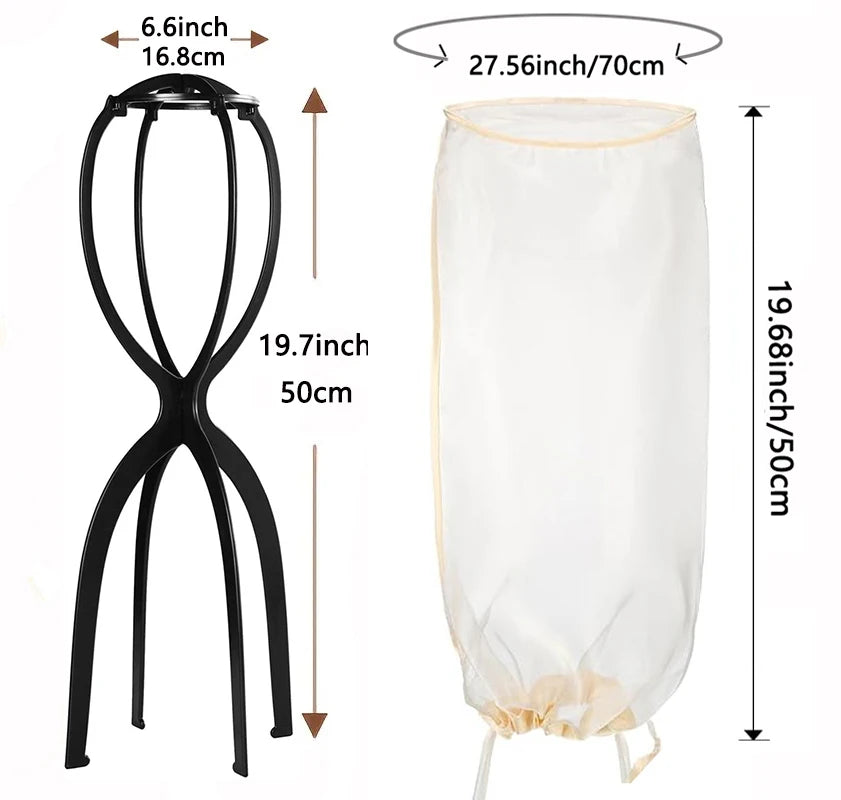 Wig Stand And Wig Storage Bag