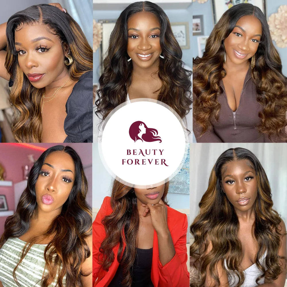 Drawstring Body Wave Glueless Wig Balayage Brown 7x5