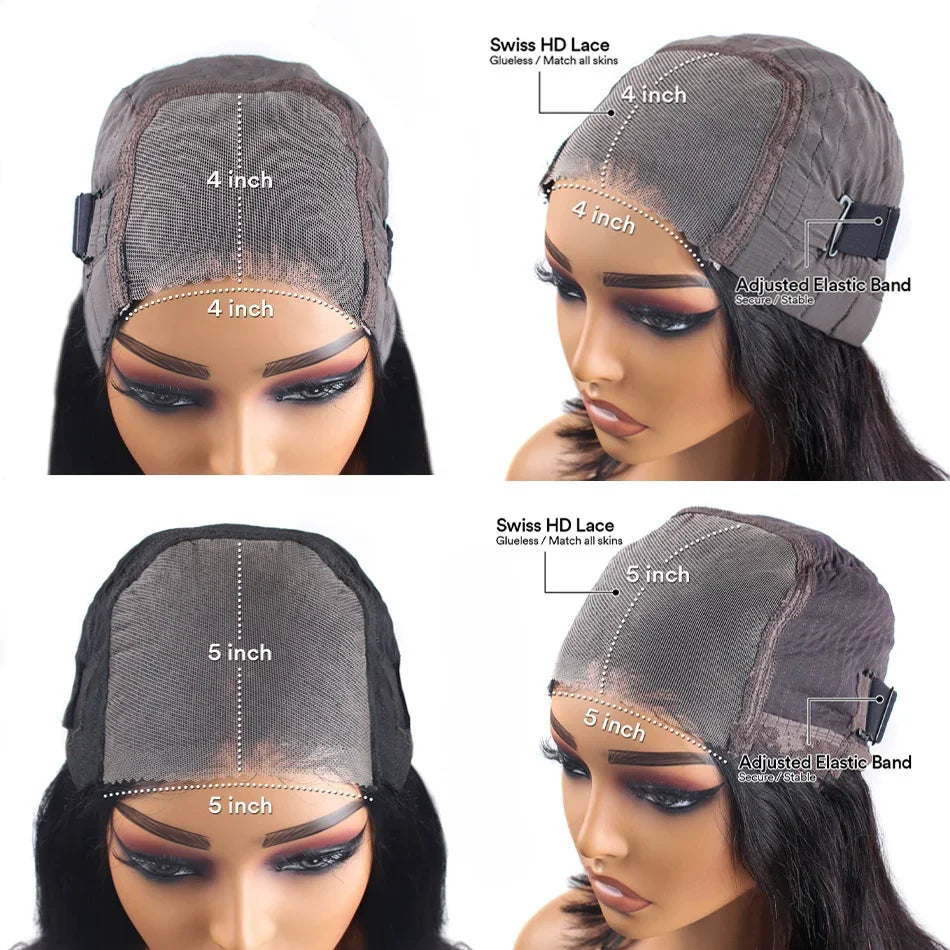 Glueless Ready To Wear Bone Straight 4x4 5x5