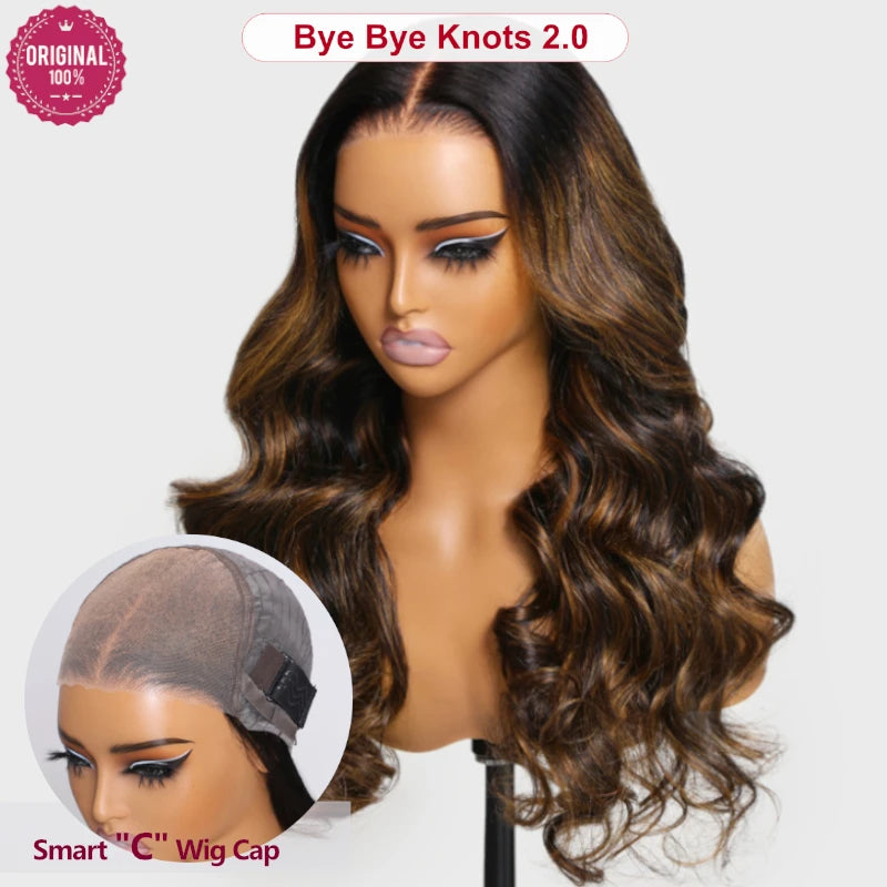 Drawstring Body Wave Glueless Wig Balayage Brown 7x5