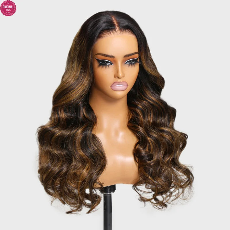 Drawstring Body Wave Glueless Wig Balayage Brown 7x5