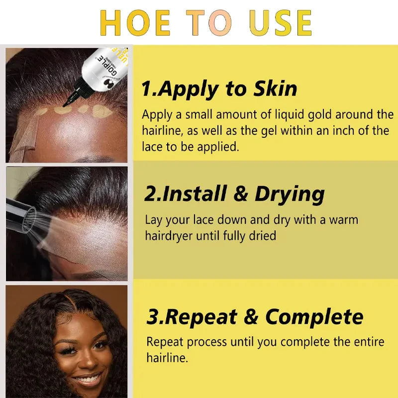 GOIPLE 2fl.oz Washable Glue Less Lace Gel Extreme Firm Hold