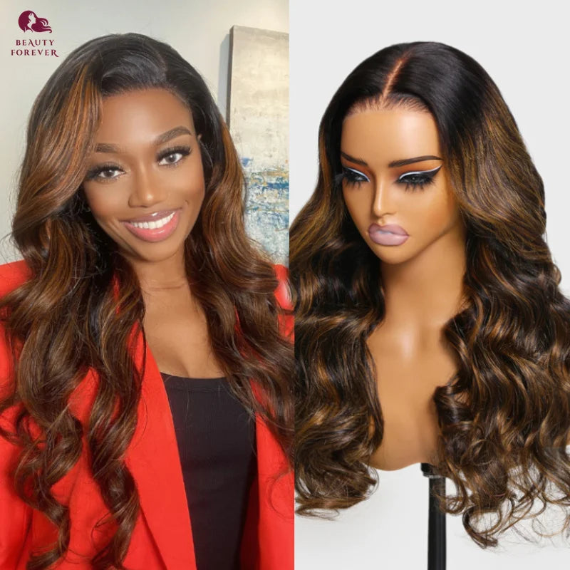 Drawstring Body Wave Glueless Wig Balayage Brown 7x5