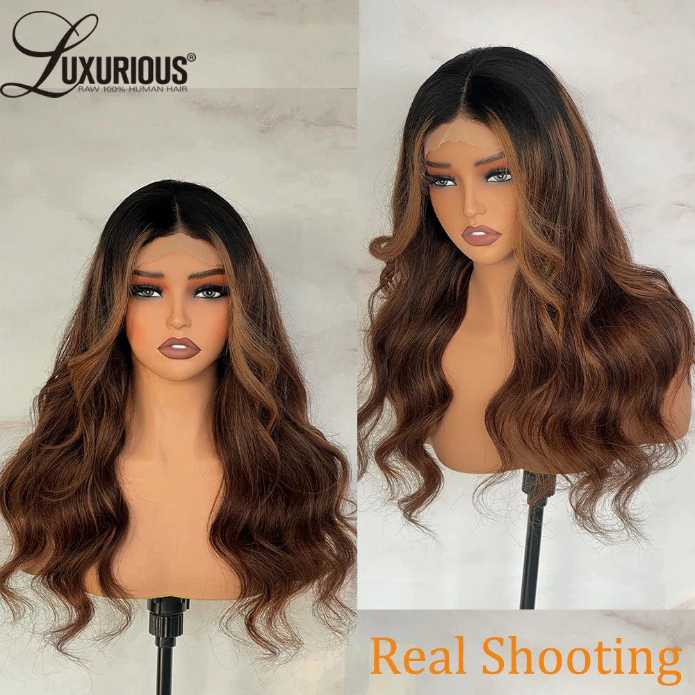 Inspired Layered | Highlight Ombre Brown  | Blowout Looks | Wear And Go Wig With Curtain Bangs